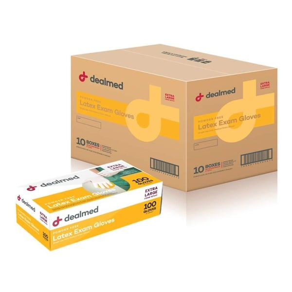 Dealmed Disposable Gloves, Latex, Powder-Free, XL, 1000 PK, Beige 787440 - main